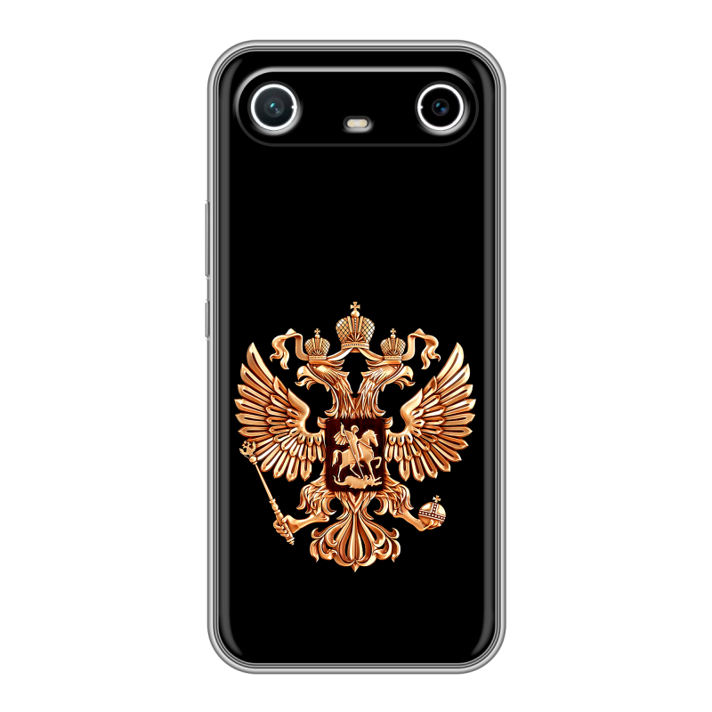 Силиконовый чехол на Tecno Spark Slim с принтом Герб России золотой Силиконовый чехол на Tecno Spark Slim с принтом Герб России золотой