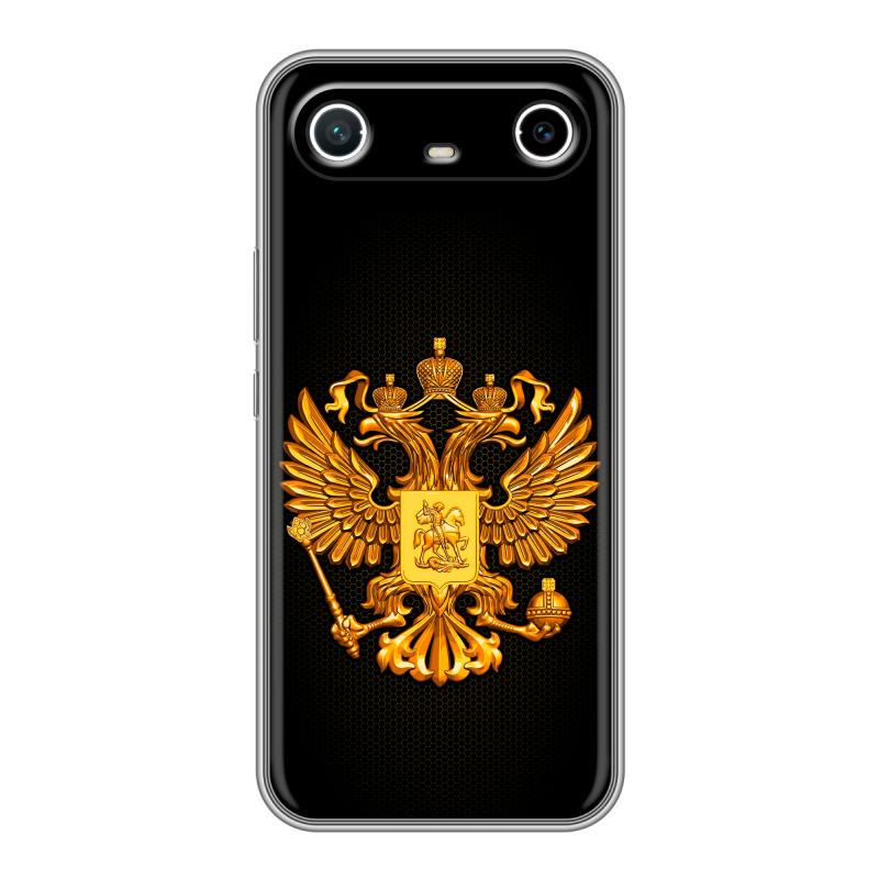 Силиконовый чехол на Tecno Spark Slim с принтом Герб России желтый Силиконовый чехол на Tecno Spark Slim с принтом Герб России желтый