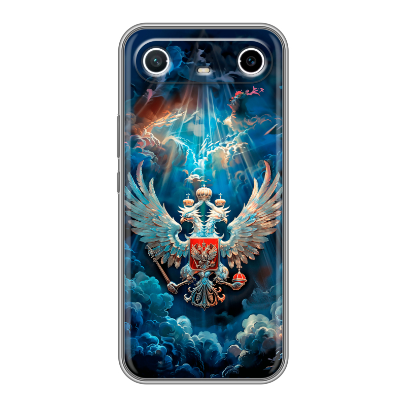 Силиконовый чехол на Tecno Spark Slim с принтом Герб флаг России Силиконовый чехол на Tecno Spark Slim с принтом Герб флаг России