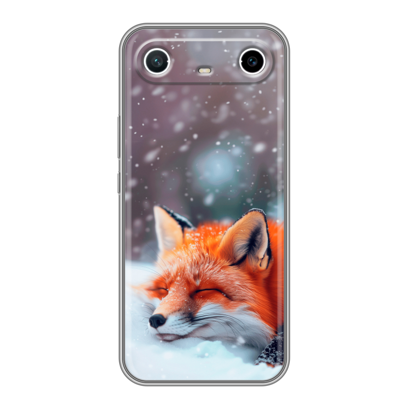 Силиконовый чехол на Tecno Spark Slim с принтом лиса Силиконовый чехол на Tecno Spark Slim с принтом лиса