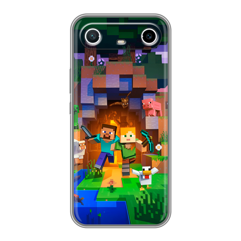Силиконовый чехол на Tecno Spark Slim с принтом Майнкрафт Minecraft Силиконовый чехол на Tecno Spark Slim с принтом Майнкрафт Minecraft