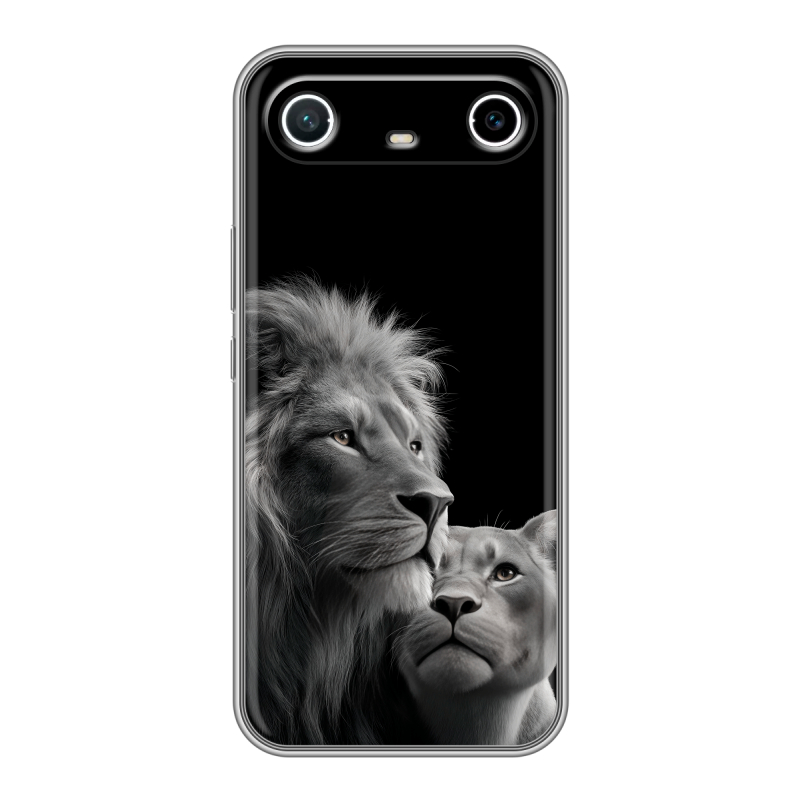 Силиконовый чехол на Tecno Spark Slim с принтом Лев кошки Силиконовый чехол на Tecno Spark Slim с принтом Лев кошки