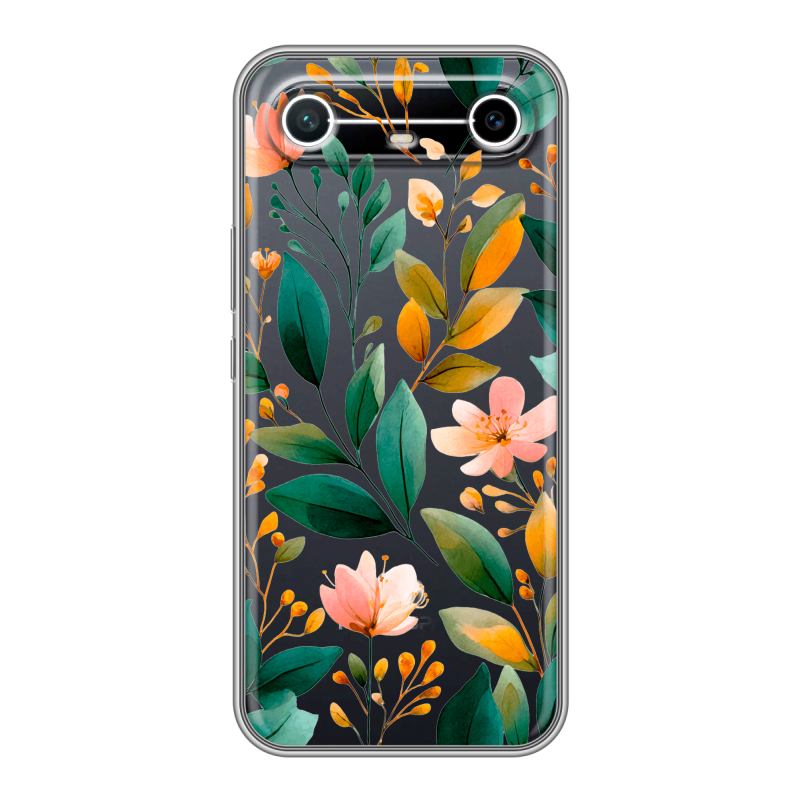 Силиконовый чехол на Tecno Spark Slim с принтом Цветы паттерн Силиконовый чехол на Tecno Spark Slim с принтом Цветы паттерн