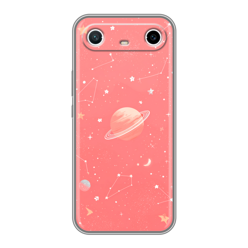 Силиконовый чехол на Tecno Spark Slim с принтом Розовый космос Силиконовый чехол на Tecno Spark Slim с принтом Розовый космос