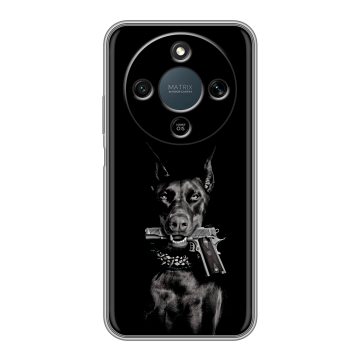Силиконовый чехол на Honor X9d с принтом Доберман и пистолет Силиконовый чехол на Honor X9d с принтом Доберман и пистолет