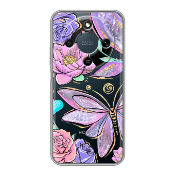 Силиконовый чехол на Honor X9d с принтом Бабочки и цветы