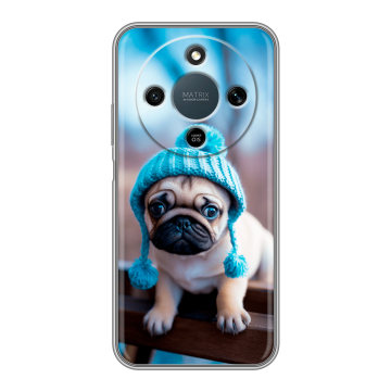 Силиконовый чехол на Honor X9d с принтом Мопс в шапке