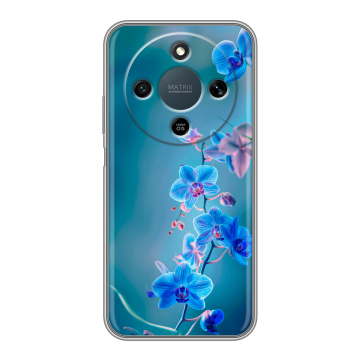 Силиконовый чехол на Honor X9d с принтом Голубые цветы Силиконовый чехол на Honor X9d с принтом Голубые цветы