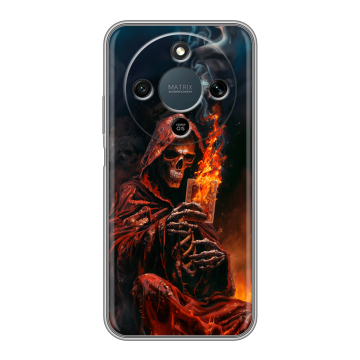 Силиконовый чехол на Honor X9d с принтом Скелет и карты Силиконовый чехол на Honor X9d с принтом Скелет и карты