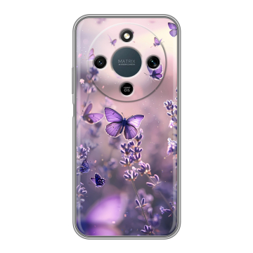 Силиконовый чехол на Honor X9d с принтом бабочки и лаванда Силиконовый чехол на Honor X9d с принтом бабочки и лаванда