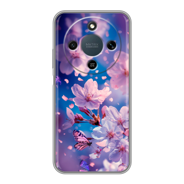 Силиконовый чехол на Honor X9d с принтом цветы бабочки Силиконовый чехол на Honor X9d с принтом цветы бабочки