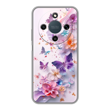 Силиконовый чехол на Honor X9d с принтом цветы бабочки
