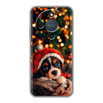 Силиконовый чехол на Honor X9d с принтом Новый год елка щенок