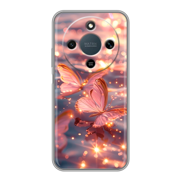 Силиконовый чехол на Honor X9d с принтом бабочки розовые
