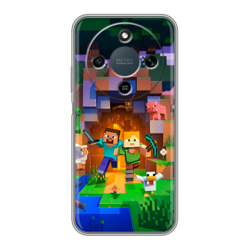 Силиконовый чехол на Honor X9d с принтом Майнкрафт Minecraft