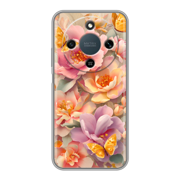 Силиконовый чехол на Honor X9d с принтом Цветы и бабочки Силиконовый чехол на Honor X9d с принтом Цветы и бабочки