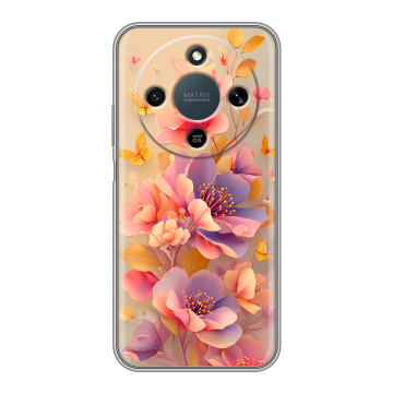 Силиконовый чехол на Honor X9d с принтом Цветы и бабочки
