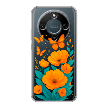 Силиконовый чехол на Honor X9d с принтом цветы бабочки