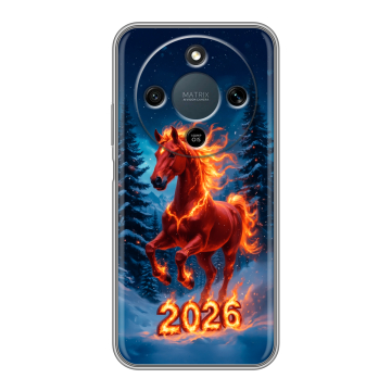 Силиконовый чехол на Honor X9d с принтом Новый год коня