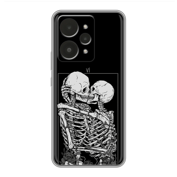 Силиконовый чехол на Realme 15 с принтом Поцелуй скелетов