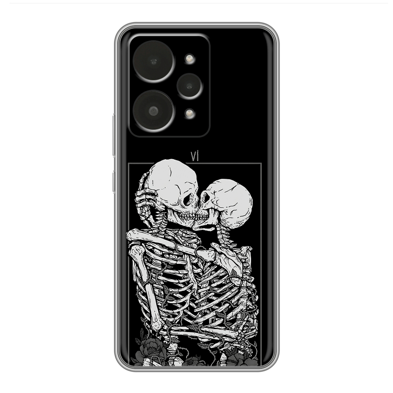 Силиконовый чехол на Realme 15 с принтом Поцелуй скелетов Силиконовый чехол на Realme 15 с принтом Поцелуй скелетов