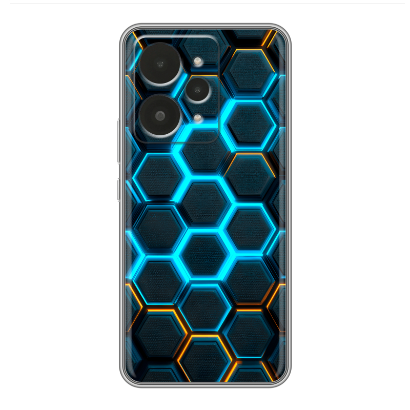 Силиконовый чехол на Realme 15 с принтом Неоновые соты Силиконовый чехол на Realme 15 с принтом Неоновые соты