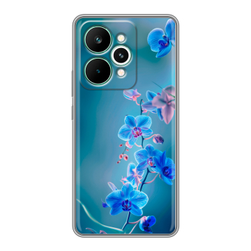 Силиконовый чехол на Realme 15 Pro с принтом Голубые цветы Силиконовый чехол на Realme 15 Pro с принтом Голубые цветы