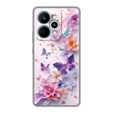 Силиконовый чехол на Realme 15 Pro с принтом цветы бабочки