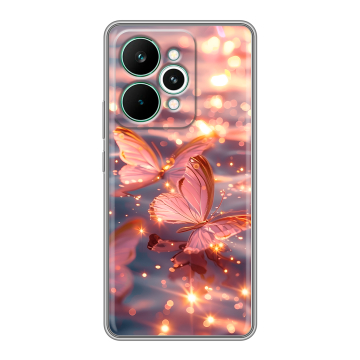Силиконовый чехол на Realme 15 Pro с принтом бабочки розовые Силиконовый чехол на Realme 15 Pro с принтом бабочки розовые