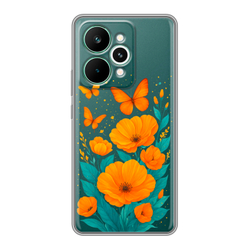Силиконовый чехол на Realme 15 Pro с принтом цветы бабочки Силиконовый чехол на Realme 15 Pro с принтом цветы бабочки