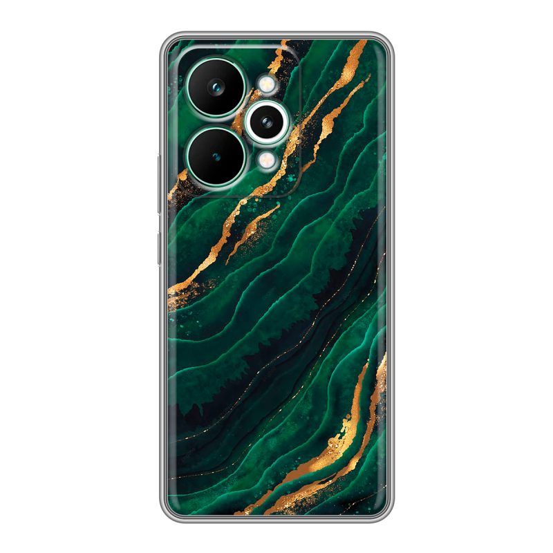 Силиконовый чехол на Realme 15 Pro с принтом Мрамор зеленое золото Силиконовый чехол на Realme 15 Pro с принтом Мрамор зеленое золото