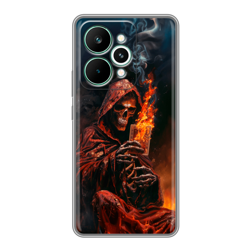 Силиконовый чехол на Realme 15 Pro с принтом Скелет и карты Силиконовый чехол на Realme 15 Pro с принтом Скелет и карты