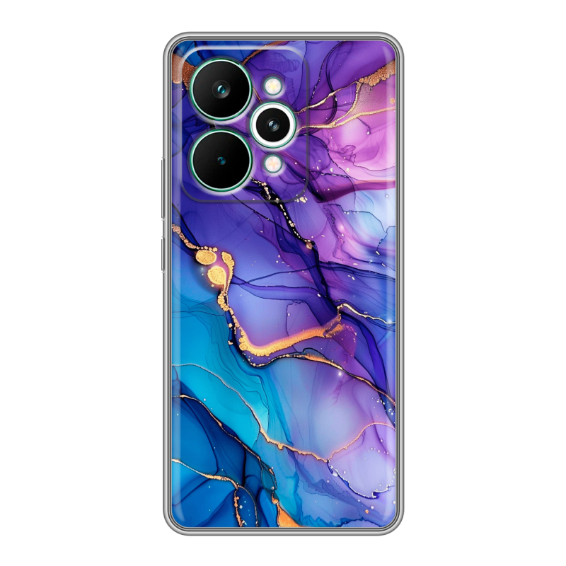 Силиконовый чехол на Realme 15 Pro с принтом синий мрамор Силиконовый чехол на Realme 15 Pro с принтом синий мрамор