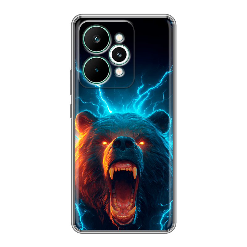 Силиконовый чехол на Realme 15 Pro с принтом Медведь Силиконовый чехол на Realme 15 Pro с принтом Медведь
