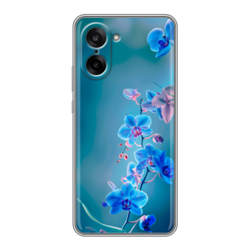 Силиконовый чехол на OnePlus Nord CE5 с принтом Голубые цветы Силиконовый чехол на OnePlus Nord CE5 с принтом Голубые цветы