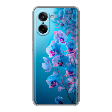 Силиконовый чехол на OnePlus Nord CE5 с принтом голубые орхидеи