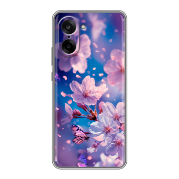 Силиконовый чехол на OnePlus Nord CE5 с принтом цветы бабочки
