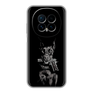 Силиконовый чехол на Honor Magic 8 с принтом Доберман и пистолет Силиконовый чехол на Honor Magic 8 с принтом Доберман и пистолет