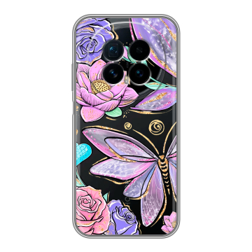 Силиконовый чехол на Honor Magic 8 с принтом Бабочки и цветы