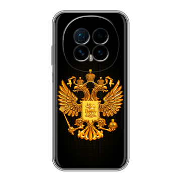 Силиконовый чехол на Honor Magic 8 с принтом Герб России желтый Силиконовый чехол на Honor Magic 8 с принтом Герб России желтый