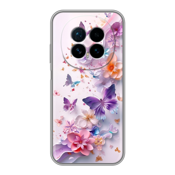Силиконовый чехол на Honor Magic 8 с принтом цветы бабочки