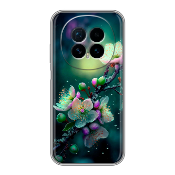 Силиконовый чехол на Honor Magic 8 с принтом Цветы и мрамор