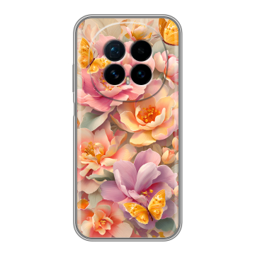 Силиконовый чехол на Honor Magic 8 с принтом Цветы и бабочки