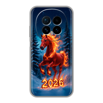 Силиконовый чехол на Honor Magic 8 с принтом Новый год коня