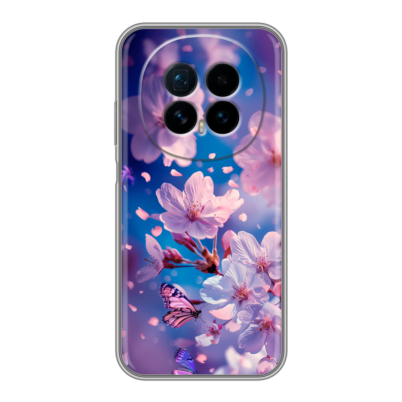Силиконовый чехол на Honor Magic 8 с принтом цветы бабочки Силиконовый чехол на Honor Magic 8 с принтом цветы бабочки