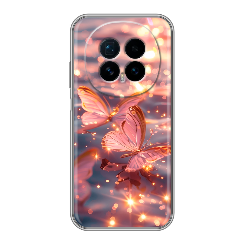 Силиконовый чехол на Honor Magic 8 с принтом бабочки розовые Силиконовый чехол на Honor Magic 8 с принтом бабочки розовые