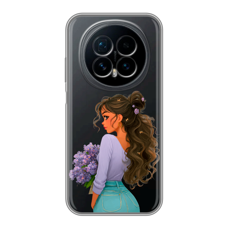 Силиконовый чехол на Honor Magic 8 с принтом девушка цветы Силиконовый чехол на Honor Magic 8 с принтом девушка цветы