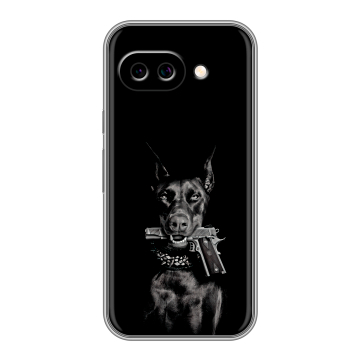 Силиконовый чехол на Google Pixel 9A с принтом Доберман и пистолет