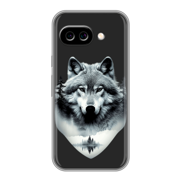 Силиконовый чехол на Google Pixel 9A с принтом Волк в лесу Силиконовый чехол на Google Pixel 9A с принтом Волк в лесу