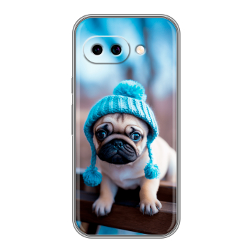 Силиконовый чехол на Google Pixel 9A с принтом Мопс в шапке Силиконовый чехол на Google Pixel 9A с принтом Мопс в шапке